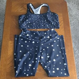 Warrior Girl Women's Star Print Leggings and Sports Bra Set - Navy